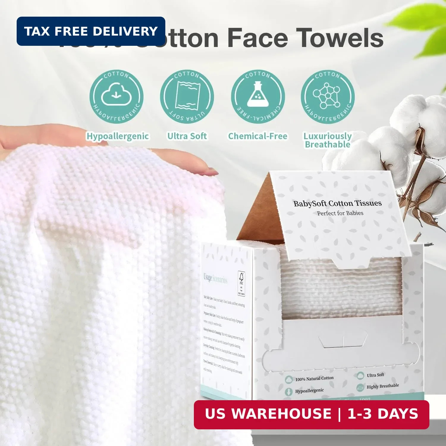 100% Pure Cotton Disposable Face Towel, Soft & Skin Friendly Face Towelettes Dis gallery