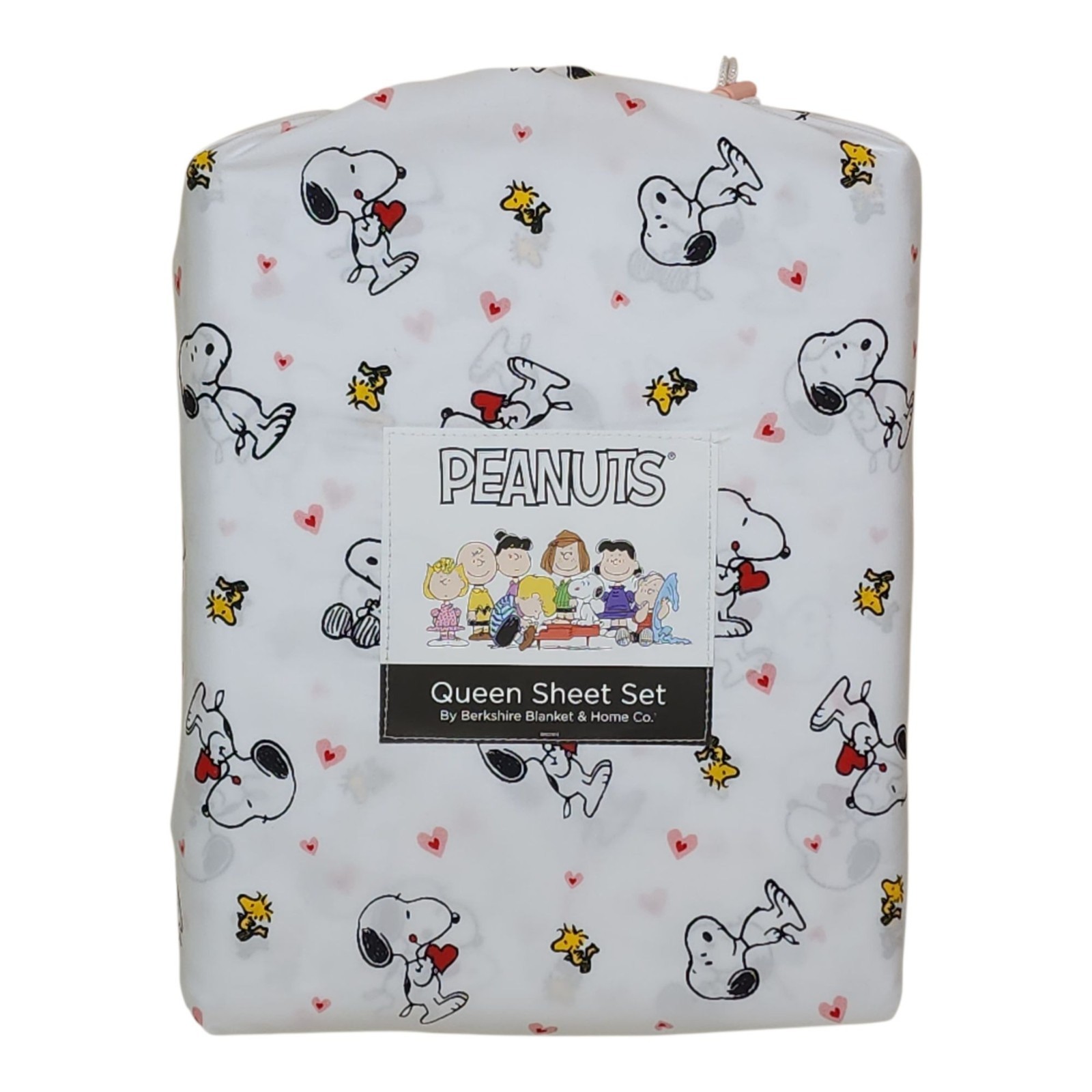 Peanuts Snoopy Woodstock Queen Sheet Set Berkshire Hearts Valentines Anniversary gallery