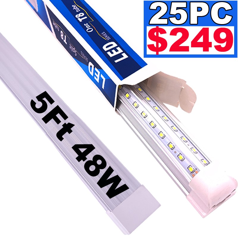 5FT 48W LED Shop Light T8 Linkable Ceiling Tube Fixture Daylight FREEZER Clear gallery