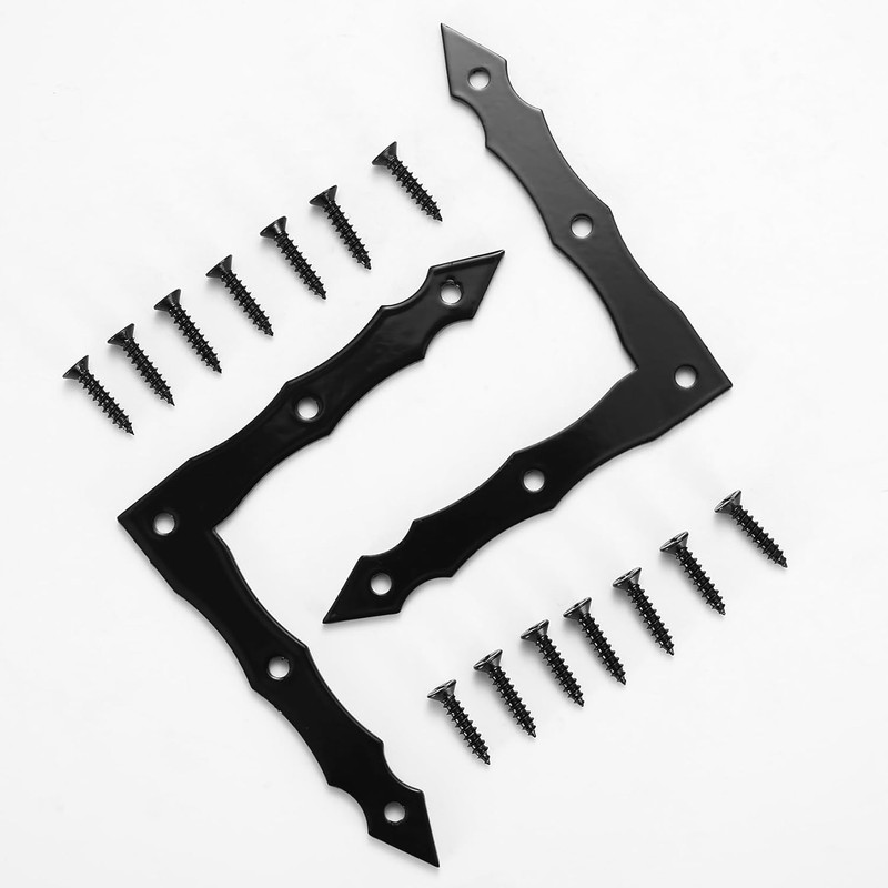Decorative Corner Brackets, 10pcs Barn Door Sliding Door L-Shape Corner Brace Br gallery