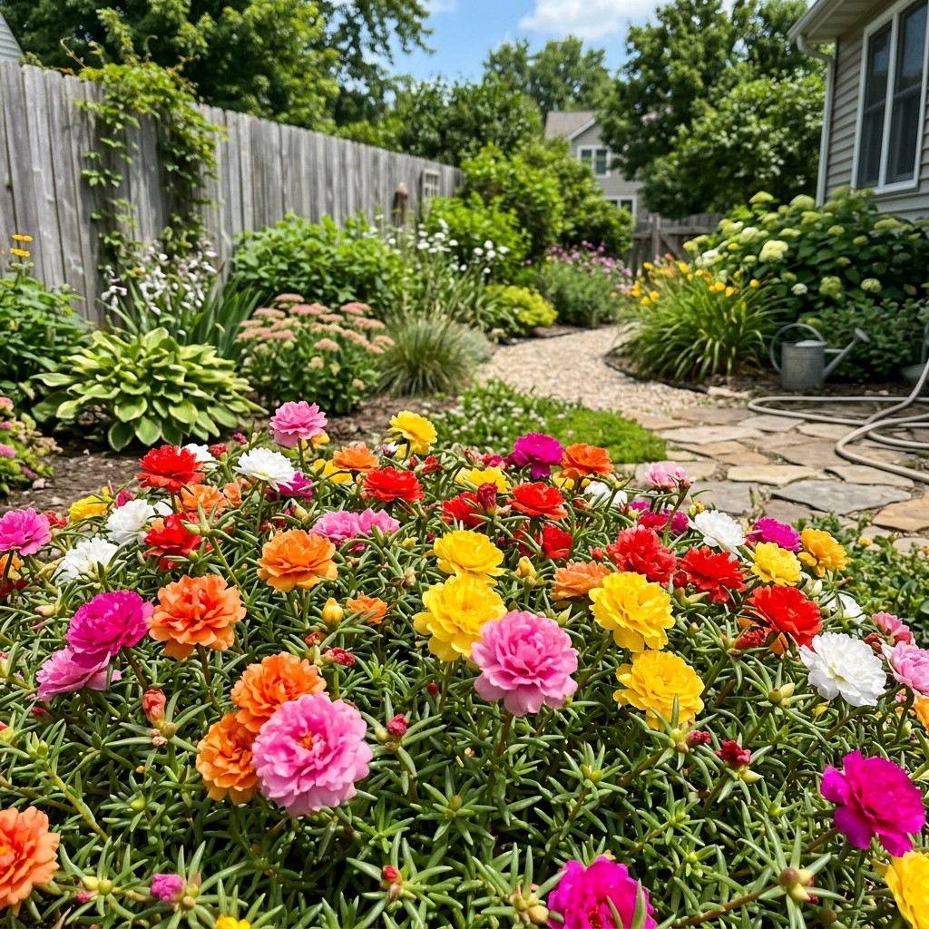500 Mixed Double Portulaca Seeds - Moss Rose Trailing Ground Cover for Drought gallery