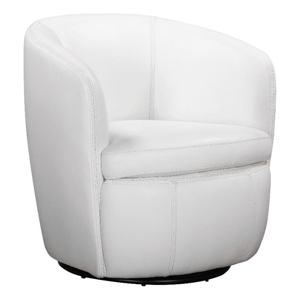 Pemberley Row Top-Grain Leather White Club Chair Circular Swivel 31"W x 28"D ... gallery