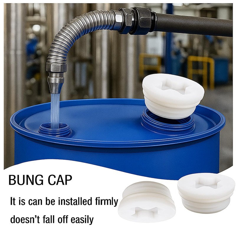 Bung Cap with 2" Thread Size, 2 Pack Poly Buttress Drum Bung, Course White gallery