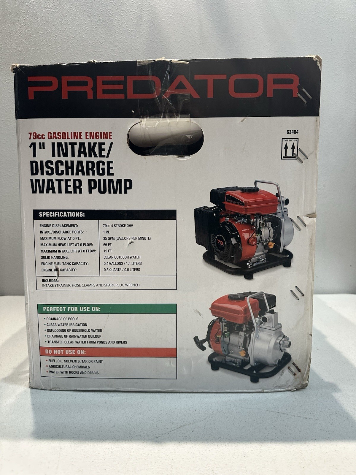 Predator 1 in. 79cc Gasoline Engine Clear Water Pump 35GPM Drain Pool Irrigation gallery