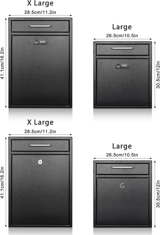 KYODOLED Steel Key Lock Mail Boxes Outdoor, Locking Wall Mount Mailbox, Security gallery