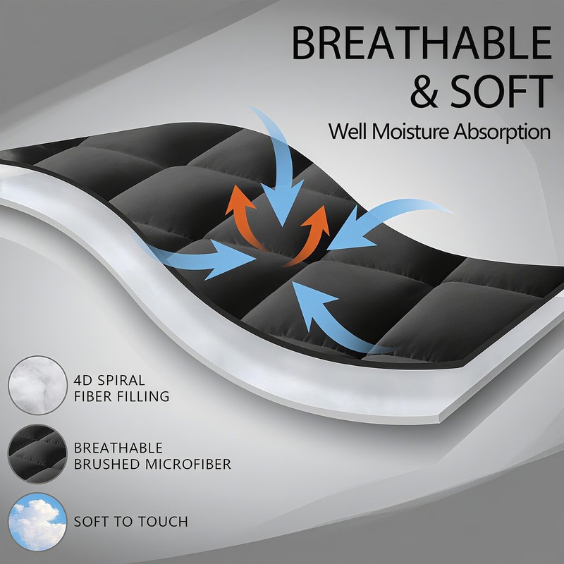 Extra Deep 3" Fluffy Mattress Topper Soft Quilted Pillow Top for Back Pain Queen gallery