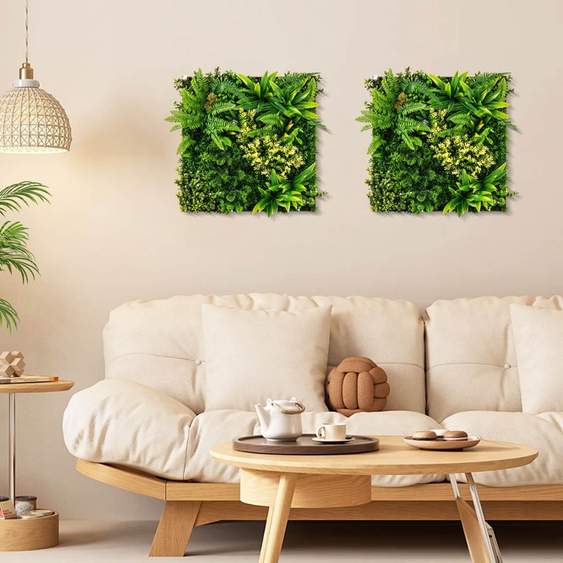 2 Pack Artificial Square Framed Foliage Wall Art w/11 Types of Mixed Faux Plants gallery