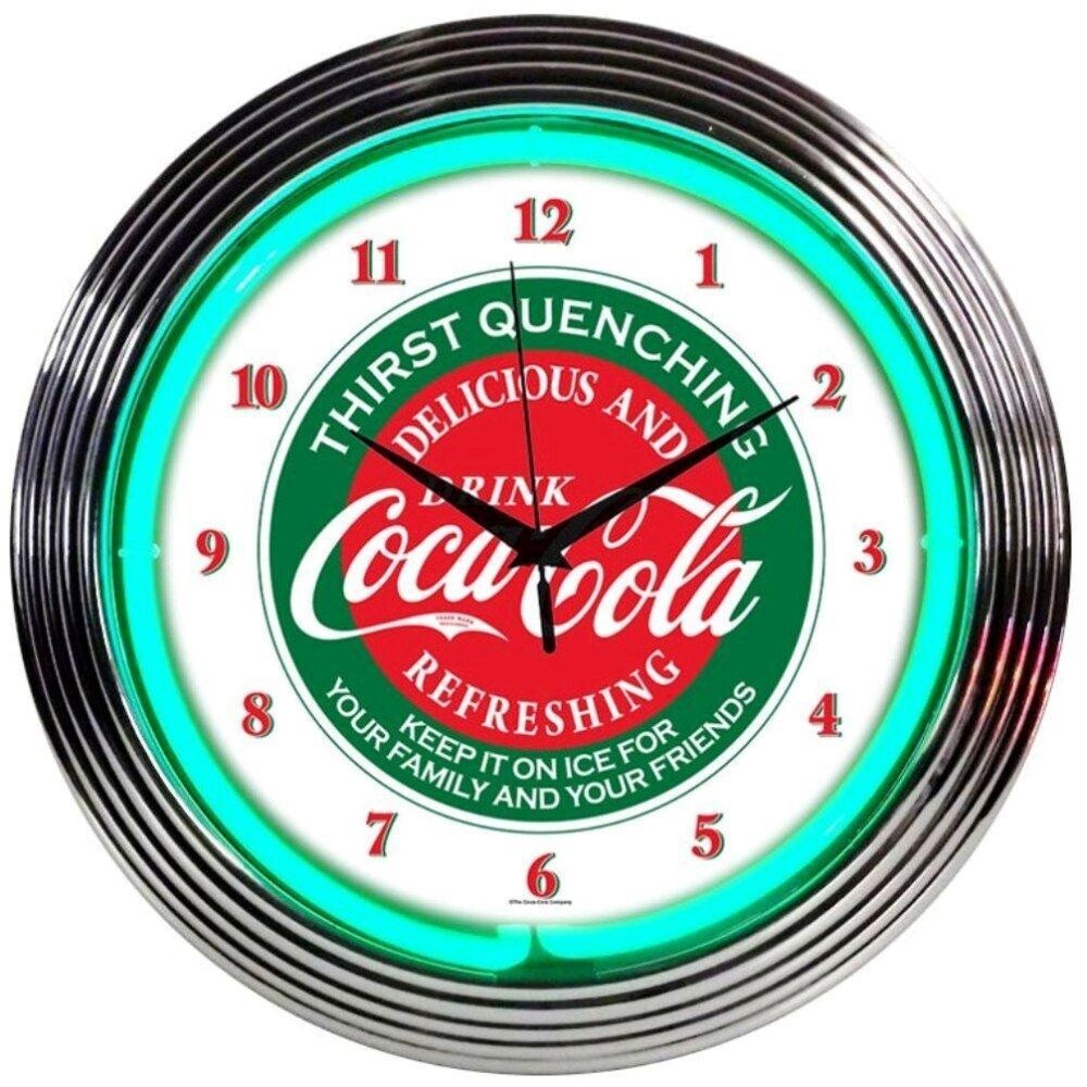 Coca-Cola Evergreen Licensed Neon Clock 15"x15" 8CCGRN gallery