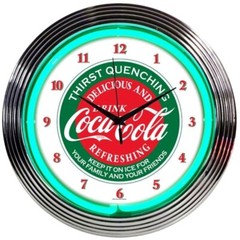 Coca-Cola Evergreen Licensed Neon Clock 15″x15″ 8CCGRN