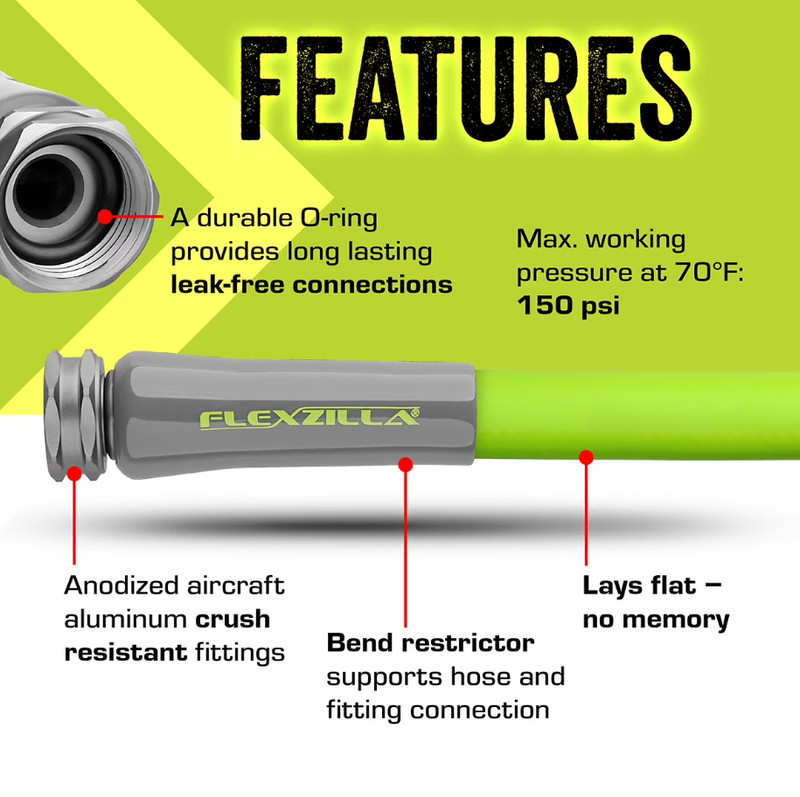 Flexzilla Premium Contractor Garden Hose 3/4 in x 100 ft Hybrid Polymer Green gallery