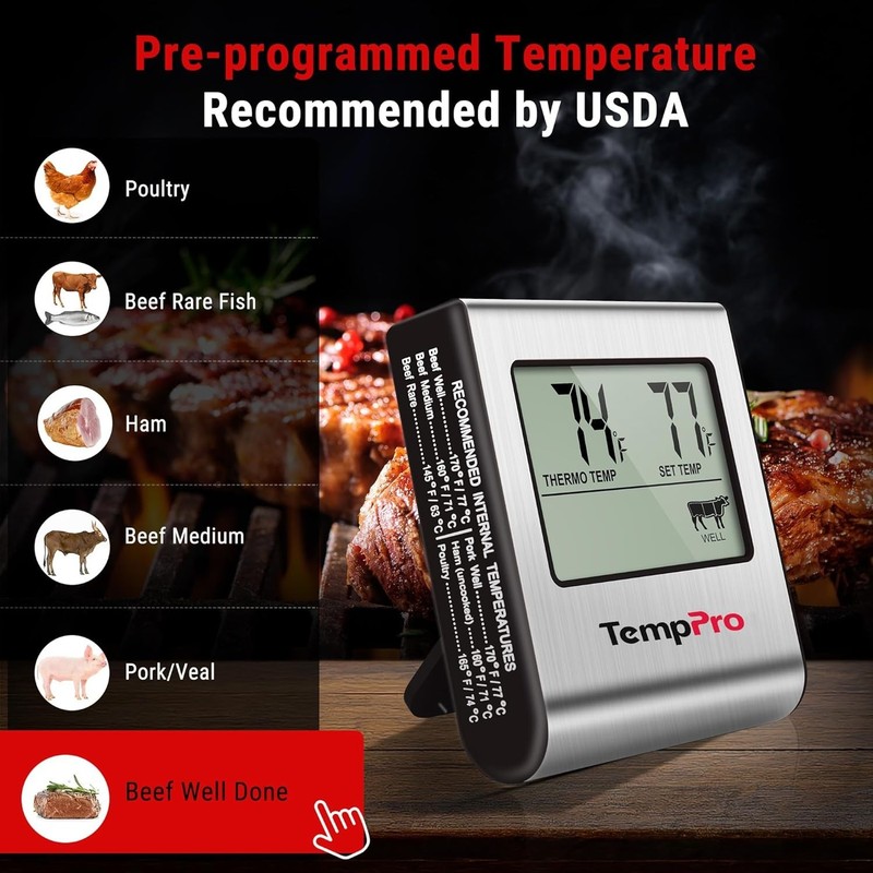 Precision Meat Thermometer with Timer & Programmable Alarm for Flawless Cooking gallery