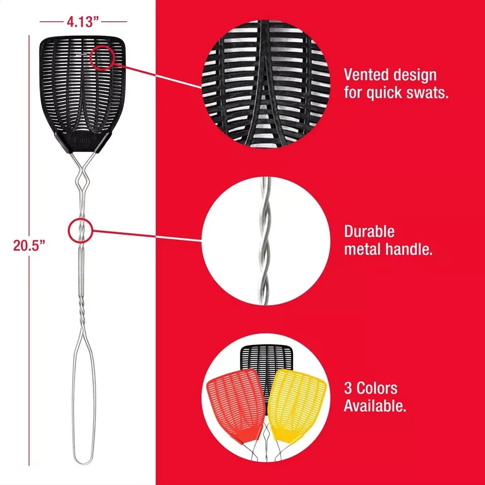 (3 pack)Enoz Fly Swatter, Wire Handled Plastic Fly Swatter, Assorted Colors,2 ct gallery