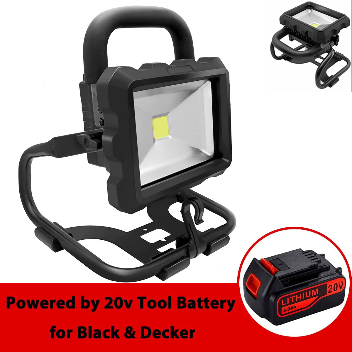 3000LM 35W 6500K LED Work Light Cordless for Garage Workshop for Black & Decker gallery