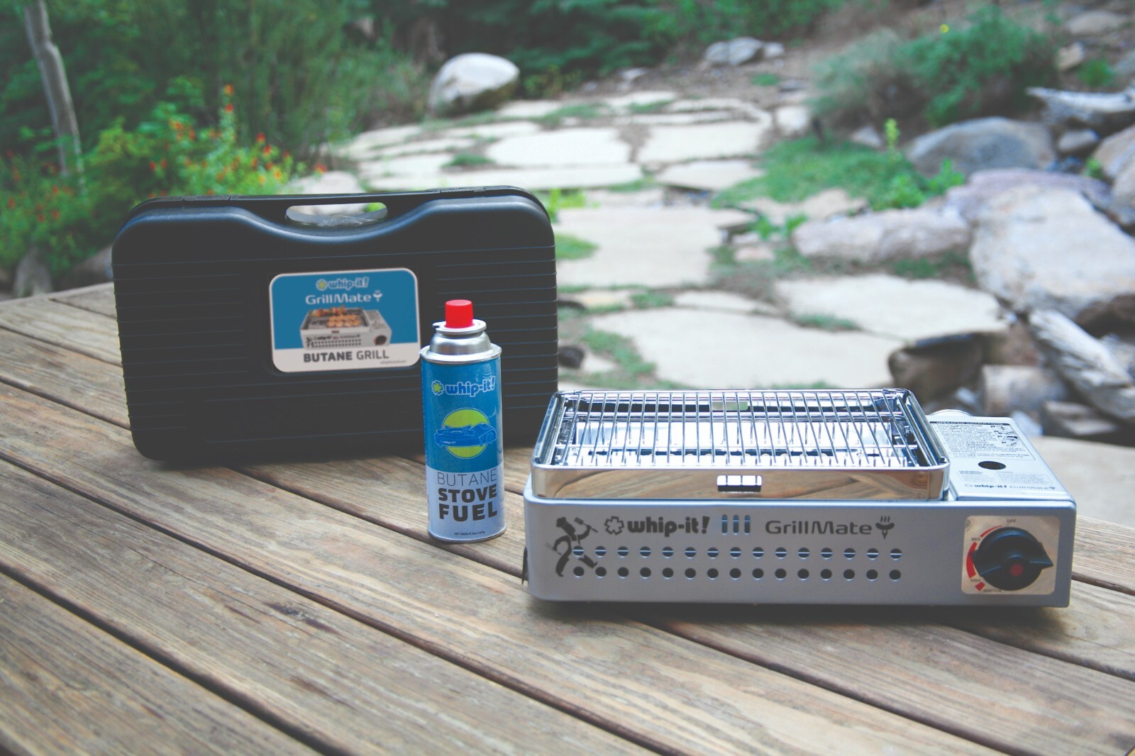 WHIP IT GrillMate Portable BBQ GRILL Hard Case Butane STOVE FUEL Camping gallery