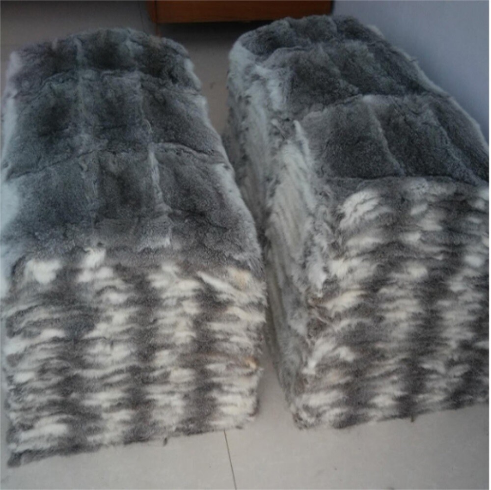 Genuine Natural Gray Rabbit FUR Throw Blanket Carpet Cosy Suitable Throw 22X44'' gallery