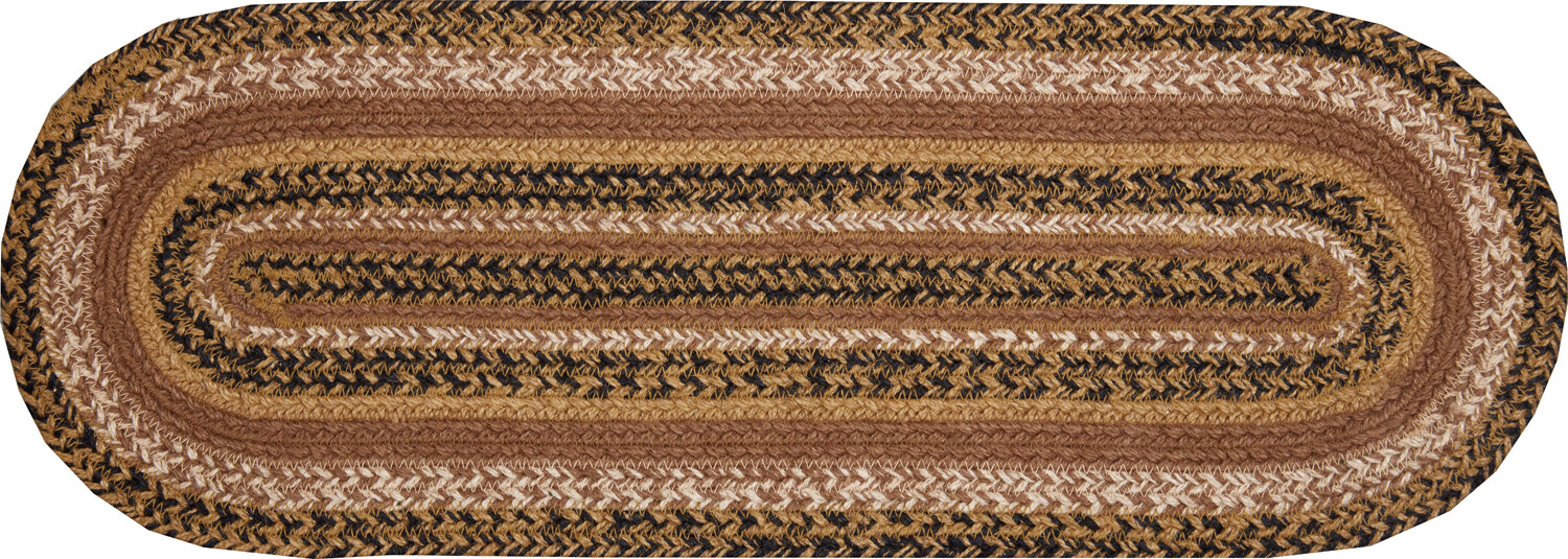 New Primitive Farmhouse Rustic BROWN BLACK TAN JUTE TABLE RUNNER Braided Mat 24" gallery
