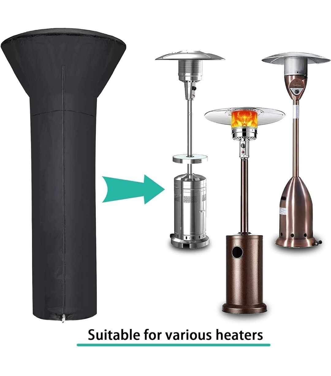 Outdoors Standing Heater Protective Cover Waterproof Round Patio with Zip Pouch gallery