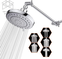 High Pressure Shower Head with 11 in Adjustable Arm, Rainfall (5 In, Chrome)
