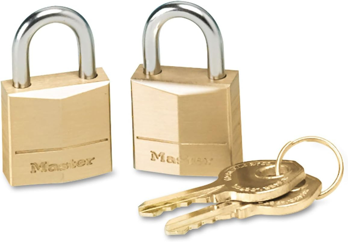 120T Lock Padlock Keyed-Alike Wide Padlocks, 3/4-Inch, Solid Brass 2 Pack Small gallery