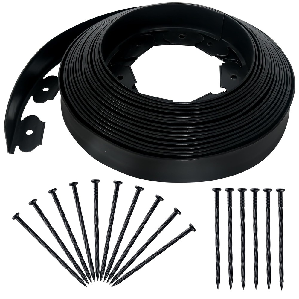2 Inch x 50FT Landscape Edging Border with 75 Anchoring Spikes, No Dig Garden...