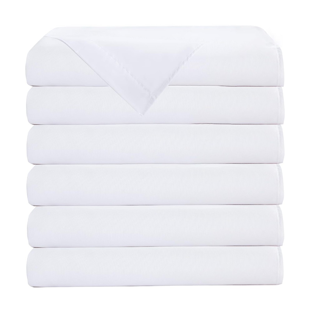 Full Flat Sheets 6 Pack White Microfiber Top Bed Sheet 81x96 inch Bulk
