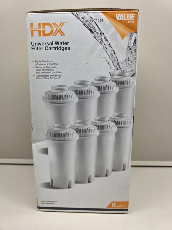 NEW HDX Water Pitcher Universal Replacment Water Filter Cartridges 8-Pack gallery