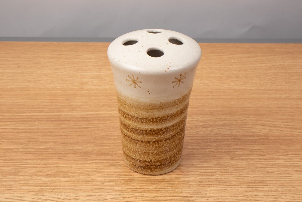 Pier 1 Ceramic Toothbrush Holder Tan Striped Design gallery