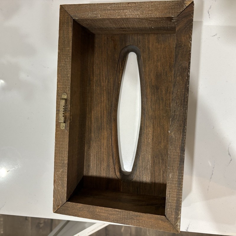Vintage Solid Wood Wall Mount Tissue Box Kleenex Holder Cover Mid Century Decor gallery