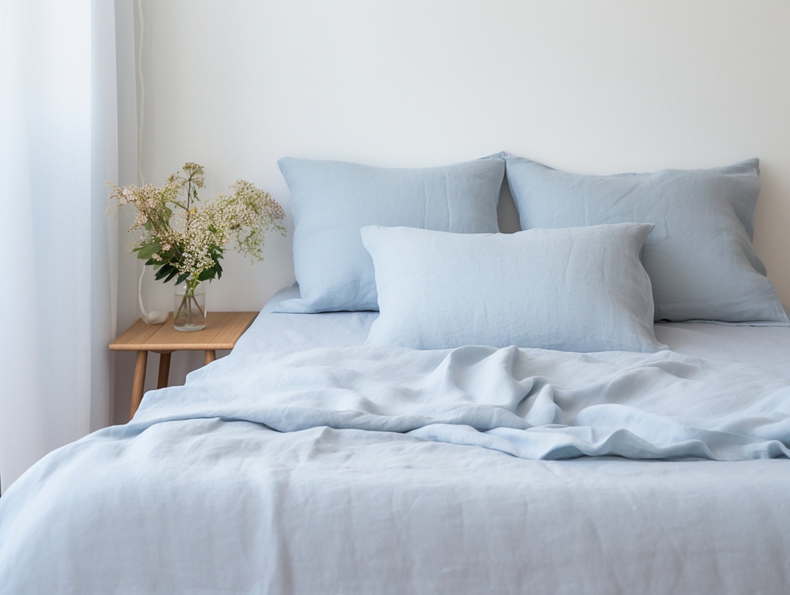 Linen Sheet Set 100% Organic Flax Linen Bed Sheets Flat Sheet with Pillowcases gallery