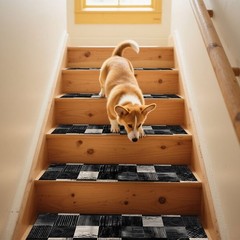 Black And White Striped Patchwork Printed Stair Mat Pattern, Long Stair Mat, C