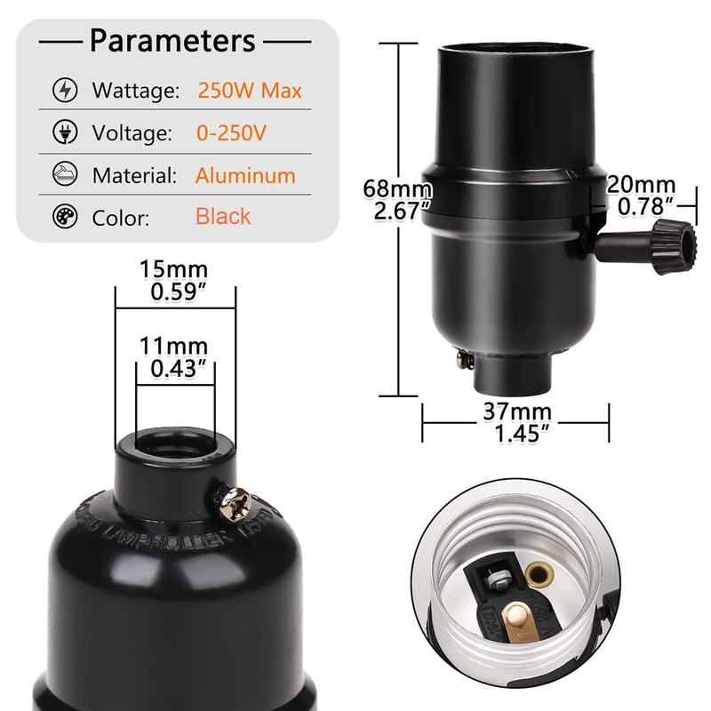 3-Way Lamp Socket Replacement,E26 Base UL Listed, Turn Knob gallery
