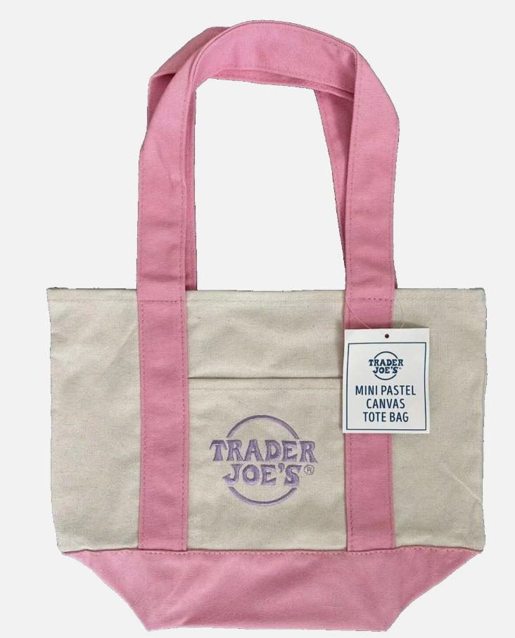Trader Joe's Mini Pastel Canvas Tote Bag Light Pink 79986(K15) gallery