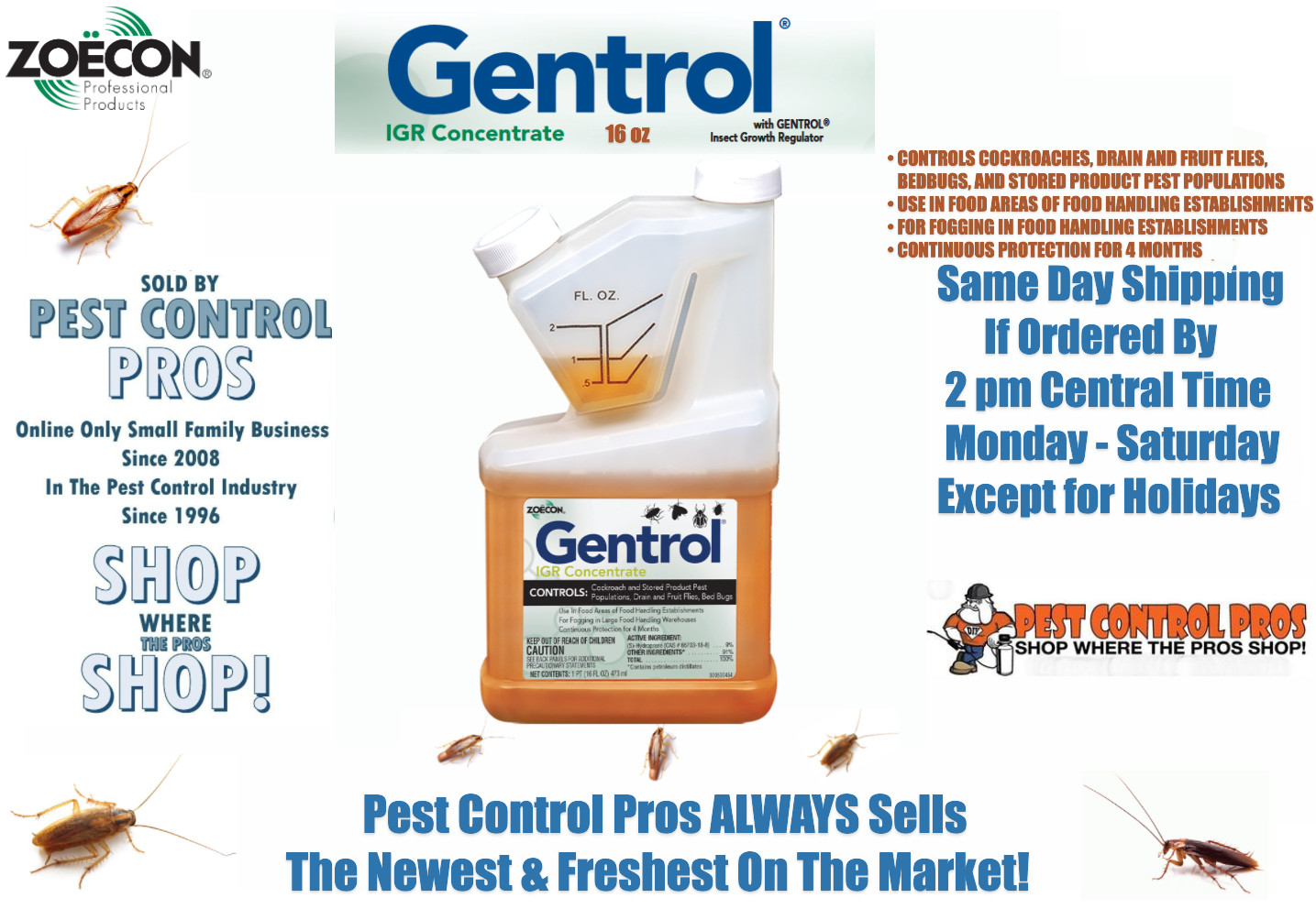 16 oz Gentrol IGR Insect Growth Regulator Bedbug Cockroach Roach Pest Control gallery