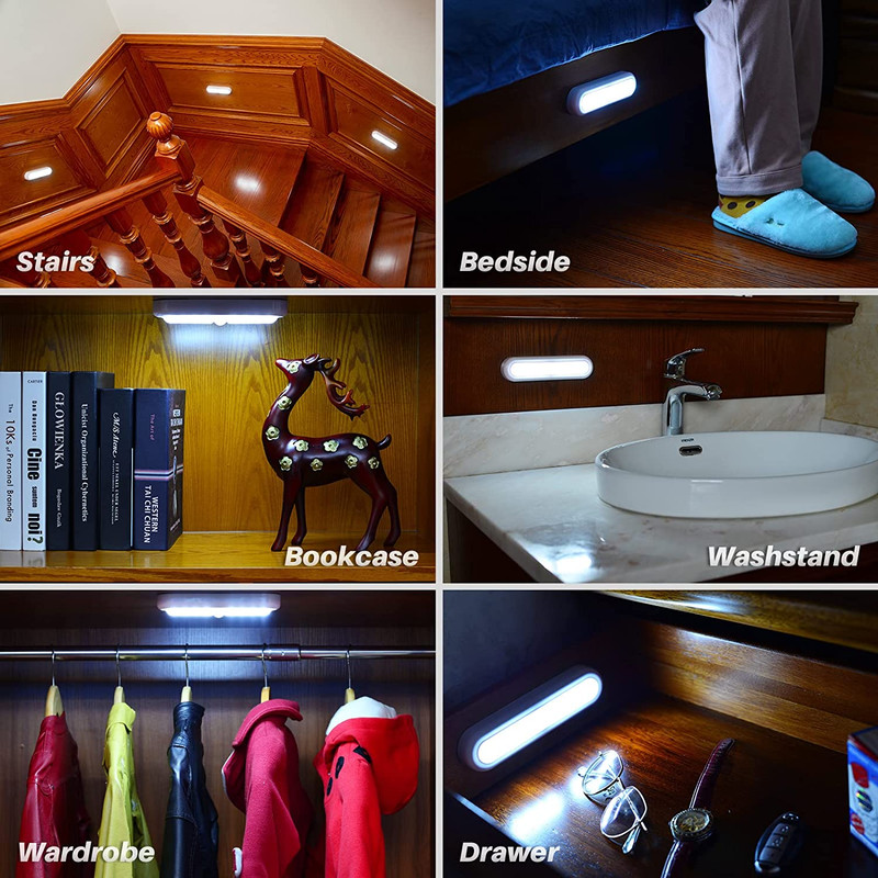 3 Pack 7” Motion Sensor Lights Indoor Battery Operated, Stick on LED Light for C gallery