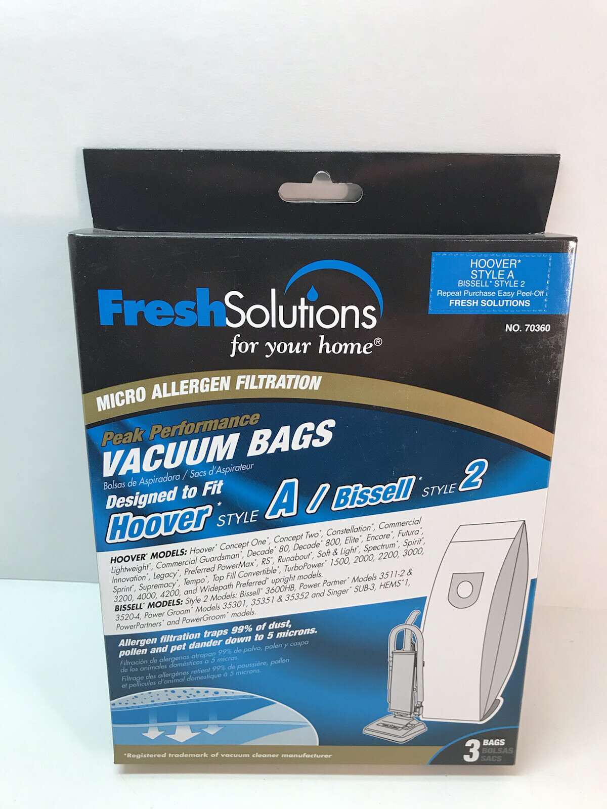 Vacuum Bags Fresh Solutions HOOVER Style A or BISSELL Style 2 Vacuum Bags 3-Pk gallery
