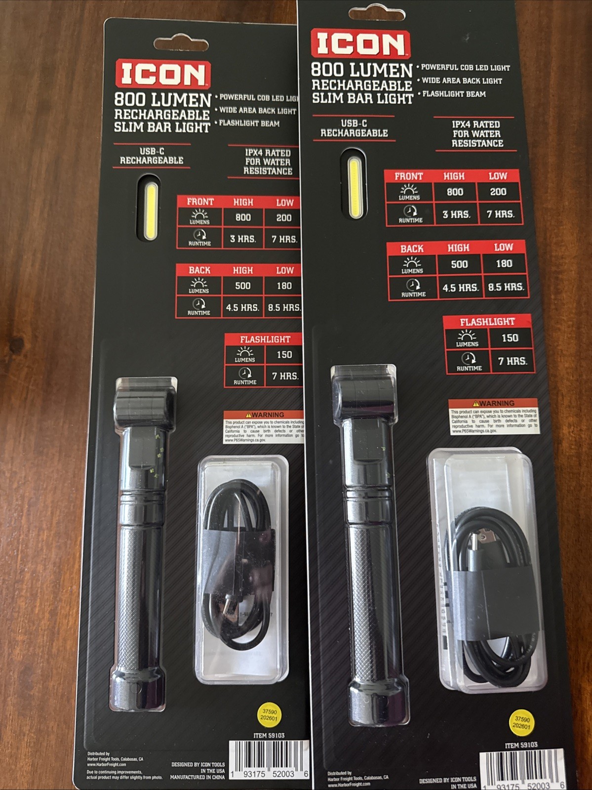 Icon LSBR800-B 800 Lumen Rechargeable Slim Bar Light 71068 BLACK Magnetic Base-2 gallery