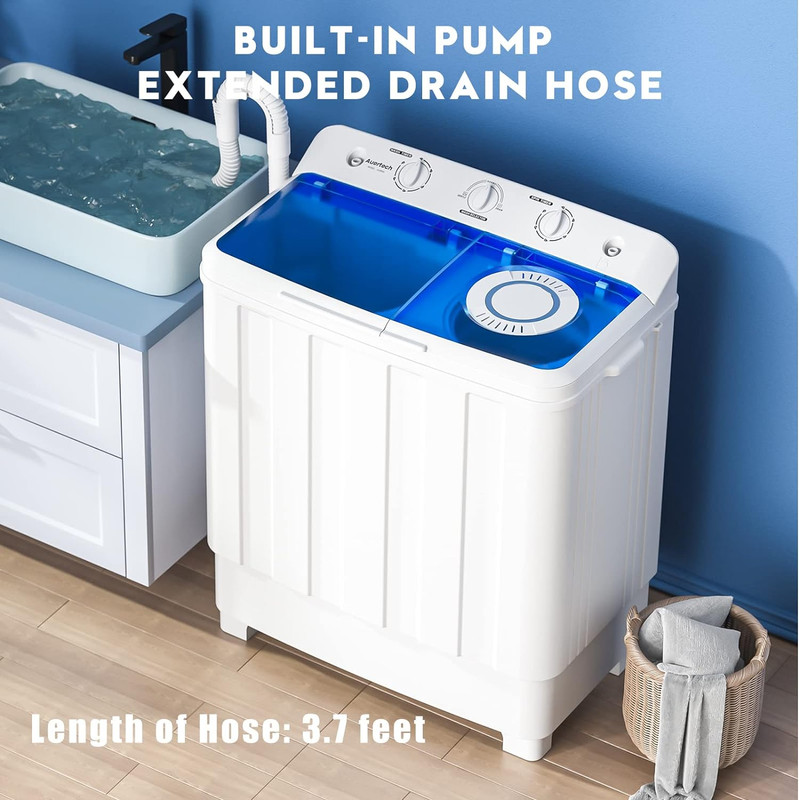 Auertech Portable Washing Machine, 28Lbs Twin Tub Washer Mini Compact Laundry Ma gallery