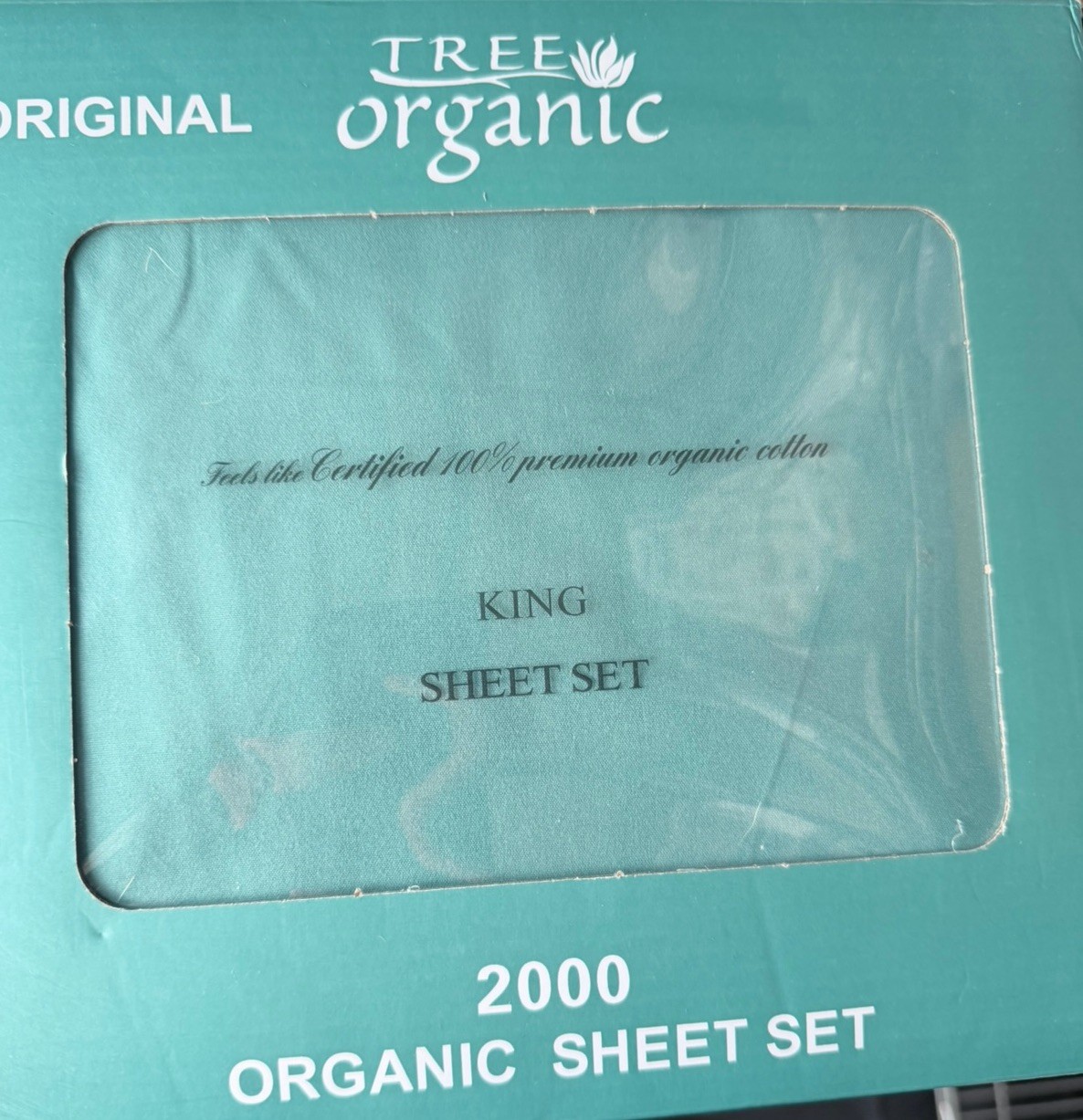 Tree Organic Cotton King Sheet Set 2000 Thread Count 4-Piece, Teal gallery