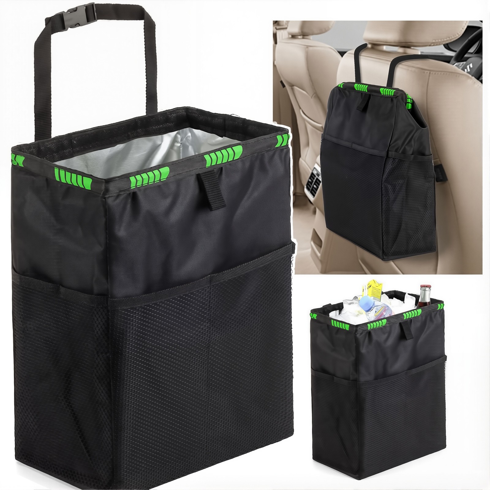 Waterproof Car Trash Can Garbage Waste Bin Bag Organizer Vehicle Travel Portable gallery