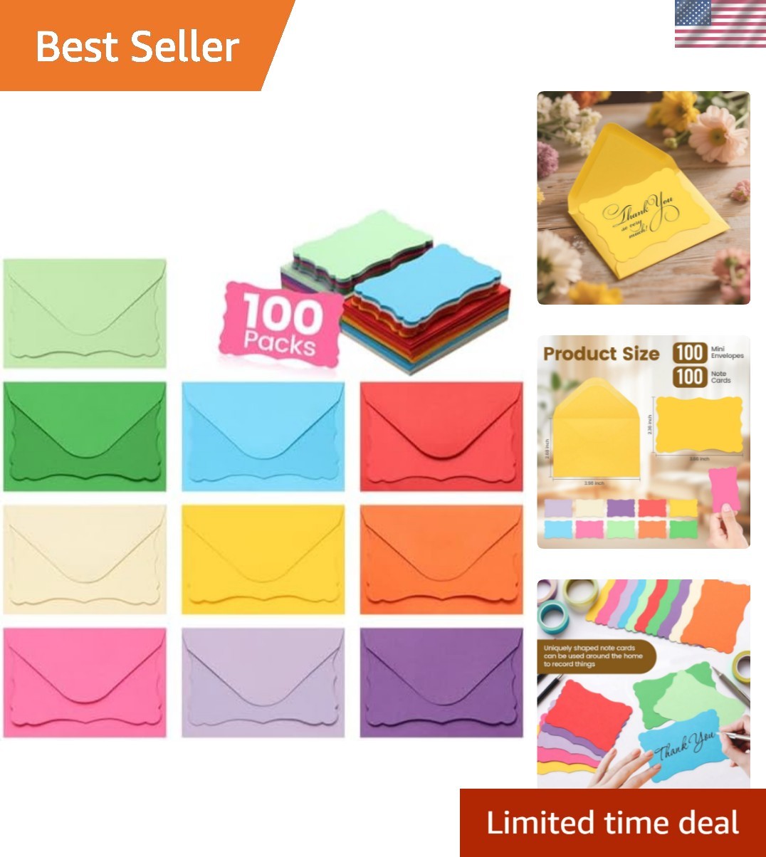 100 Pack Mini Cards with Envelopes, Small Colorful Blank Note Cards with Self... gallery