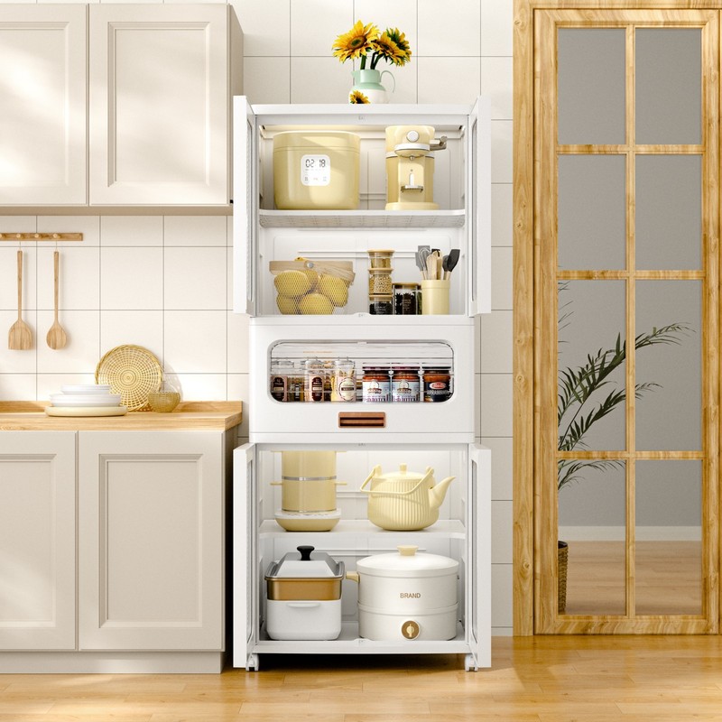 Stackable Plastic Storage Cabinet Foldable Storage Bins with Doors and Wheels gallery