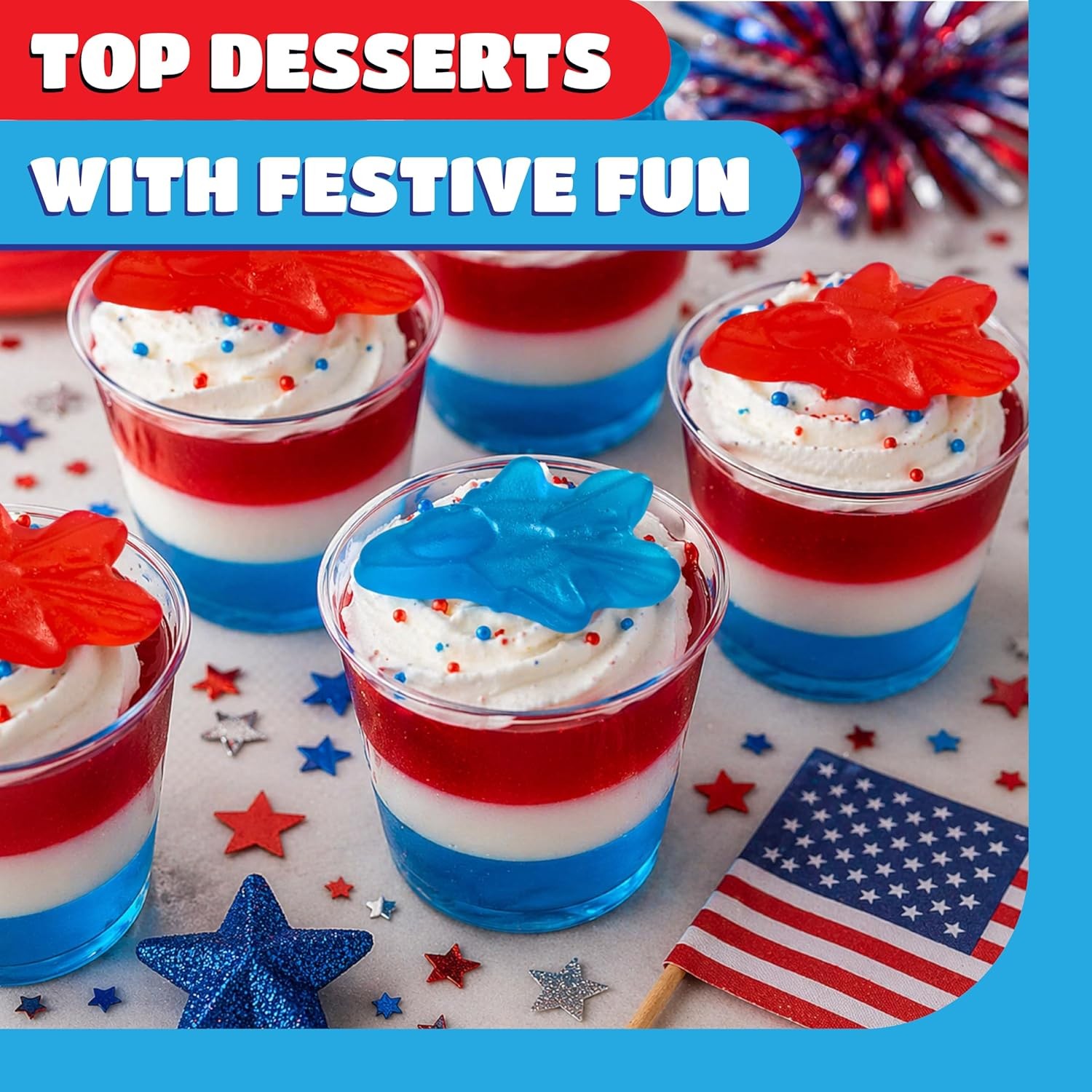 Patriotic Candy - 2 Pound Pack - 4th of July Gummies - Red White and Blue Candy gallery