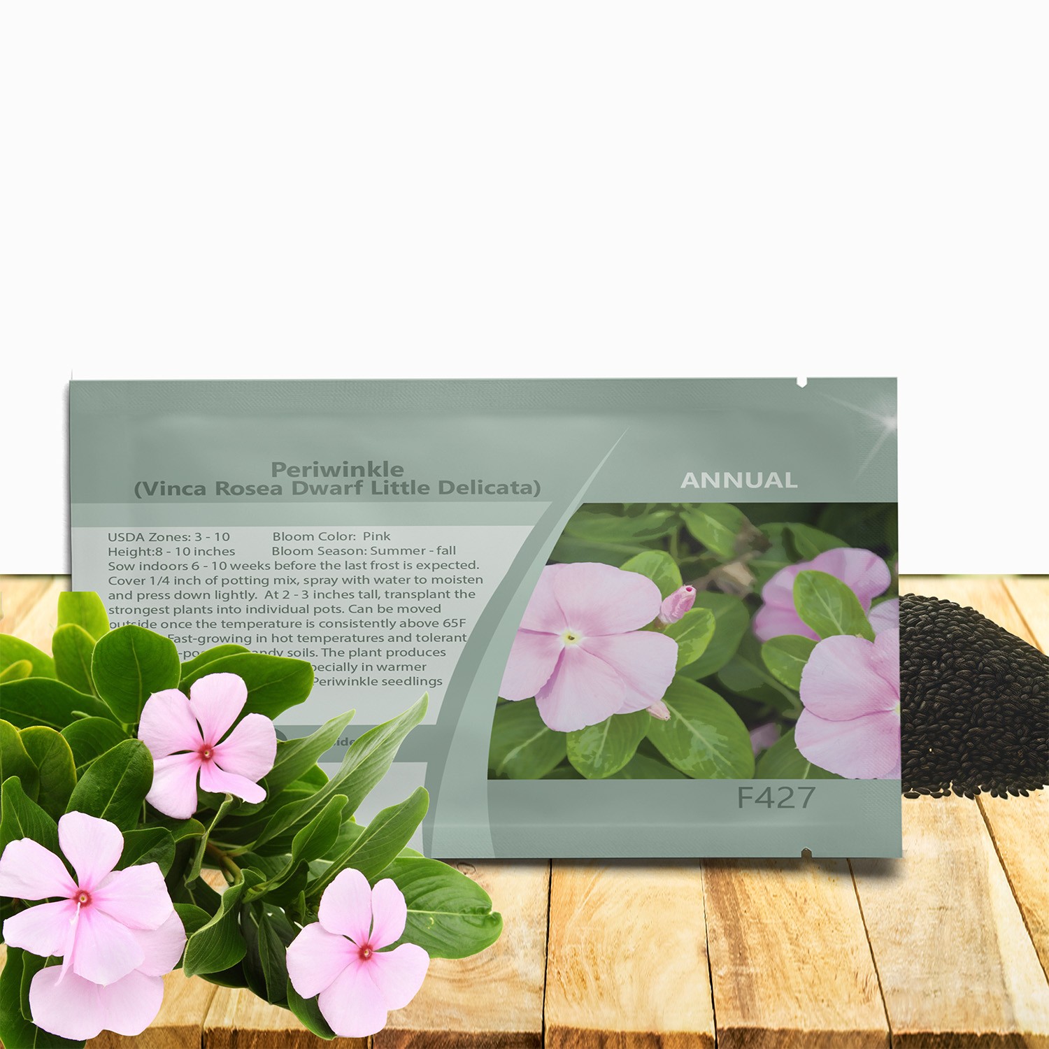 2000 Seeds Drought Tolerant Periwinkle Vinca Rosea Pink Ground Cover Plant Seed gallery
