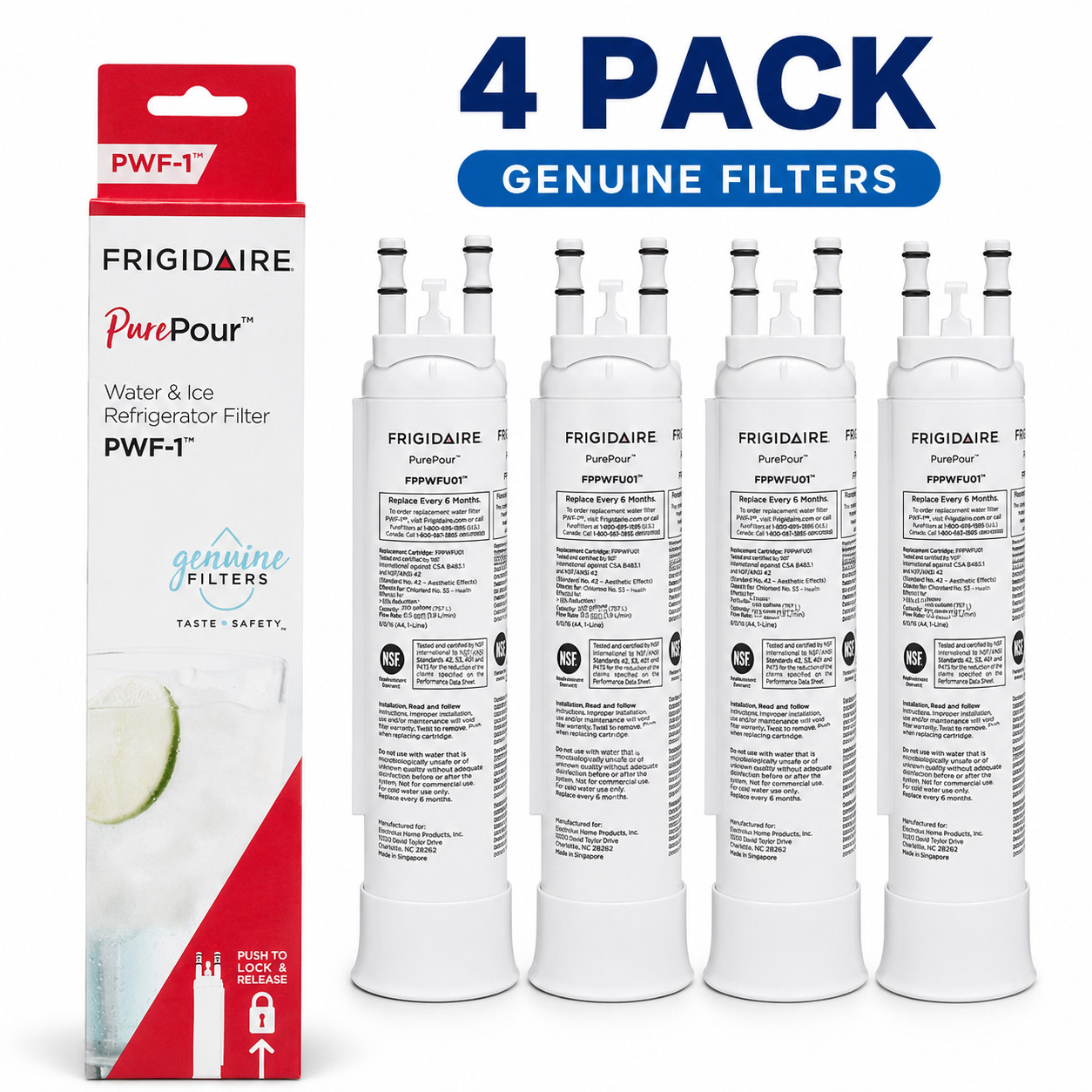 Frigidaire PWF-1 PurePour Water Filter FPPWFU01 Refrigerator Filter 4 Pack gallery
