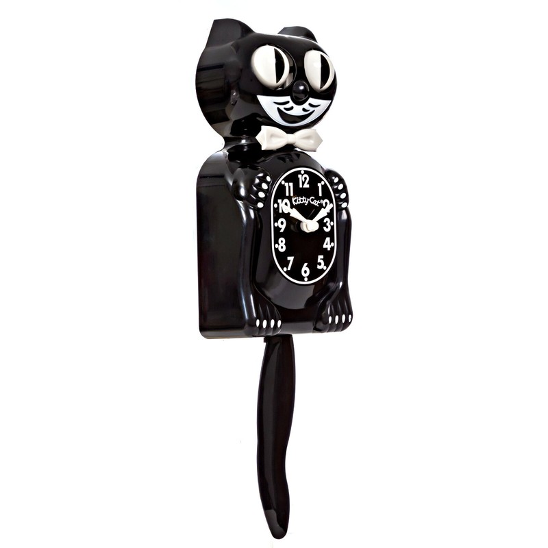 BLACK KITTY CAT CLOCK (3/4 Size) 12.75" Free Battery MADE IN USA Kit-Cat Klock gallery