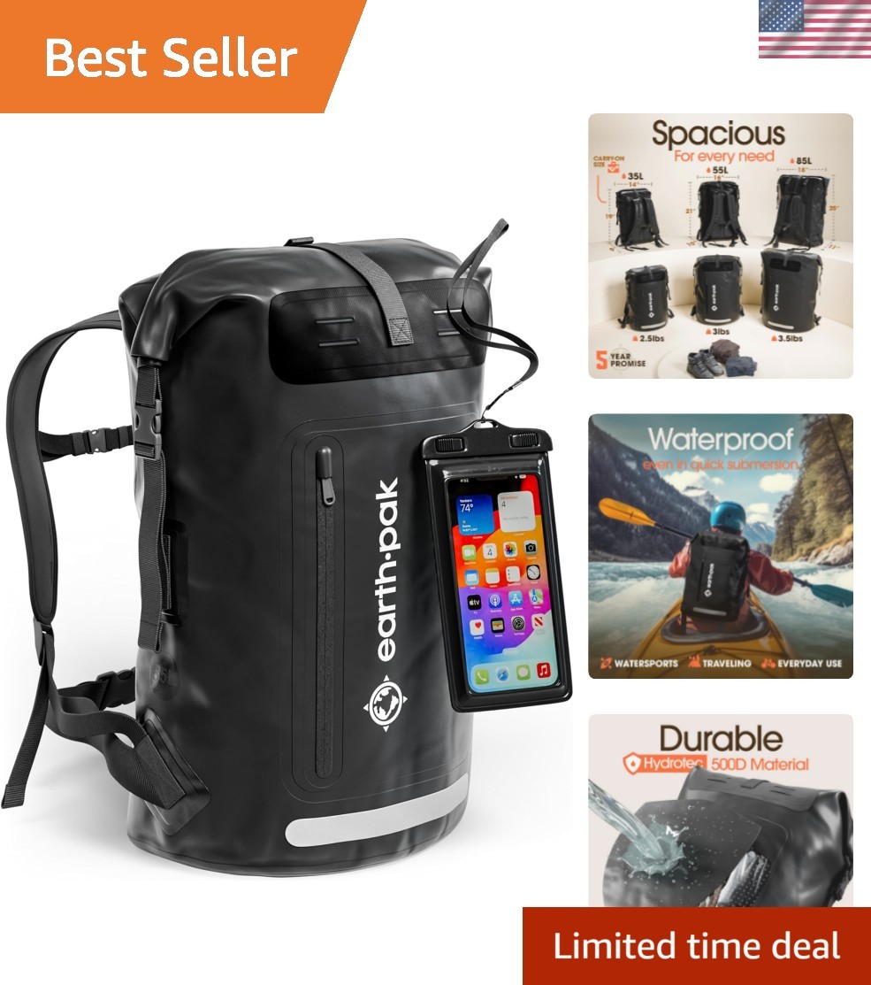 Waterproof Backpack - Heavy Duty Hiking Backpack - Roll-Top Closure Bag - Cus...