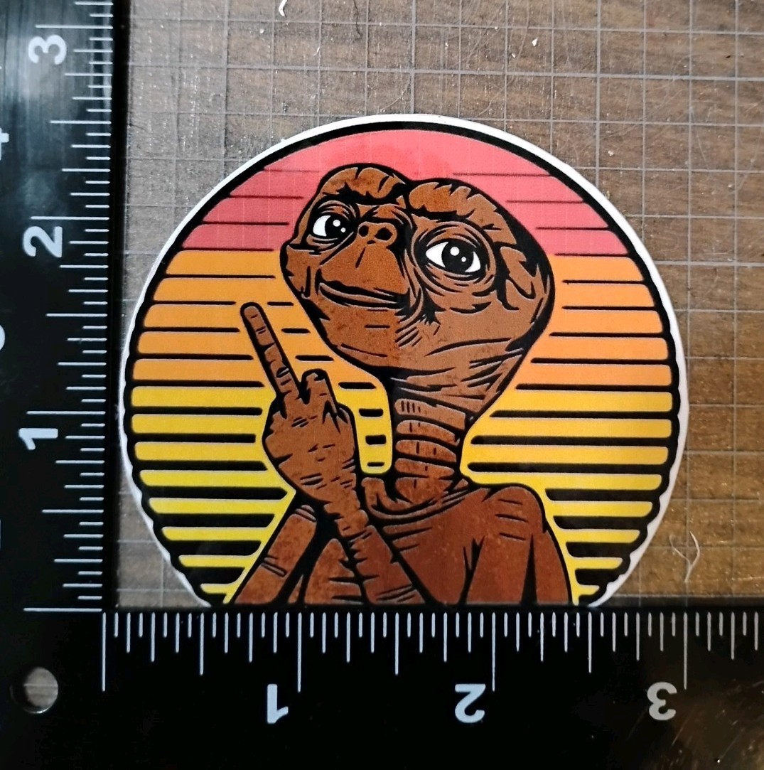 E.T. The Extra-Terrestrial Funny Middle Finger Vinyl Decal Sticker gallery