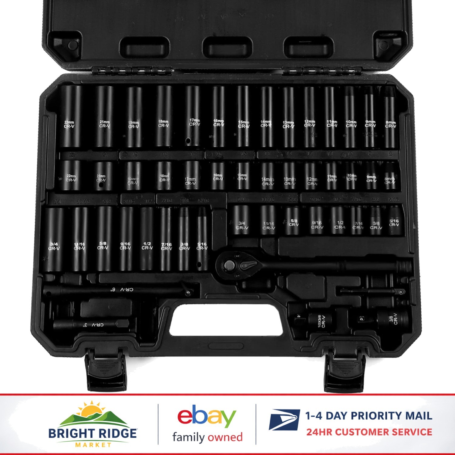 50-Piece Socket Set with Laser-Etched Markings for Quick Size Identification gallery