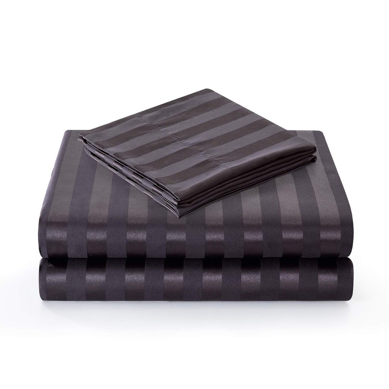 Satin-Silk Sheets California King Size Bed Set, Black Soft Cooling Deep Pocket C gallery