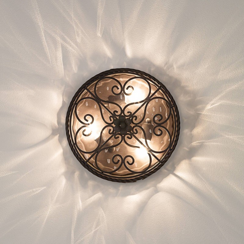 Casa Seville Rustic Flush Mount Outdoor Ceiling Light Fixture Dark Walnut 15" gallery